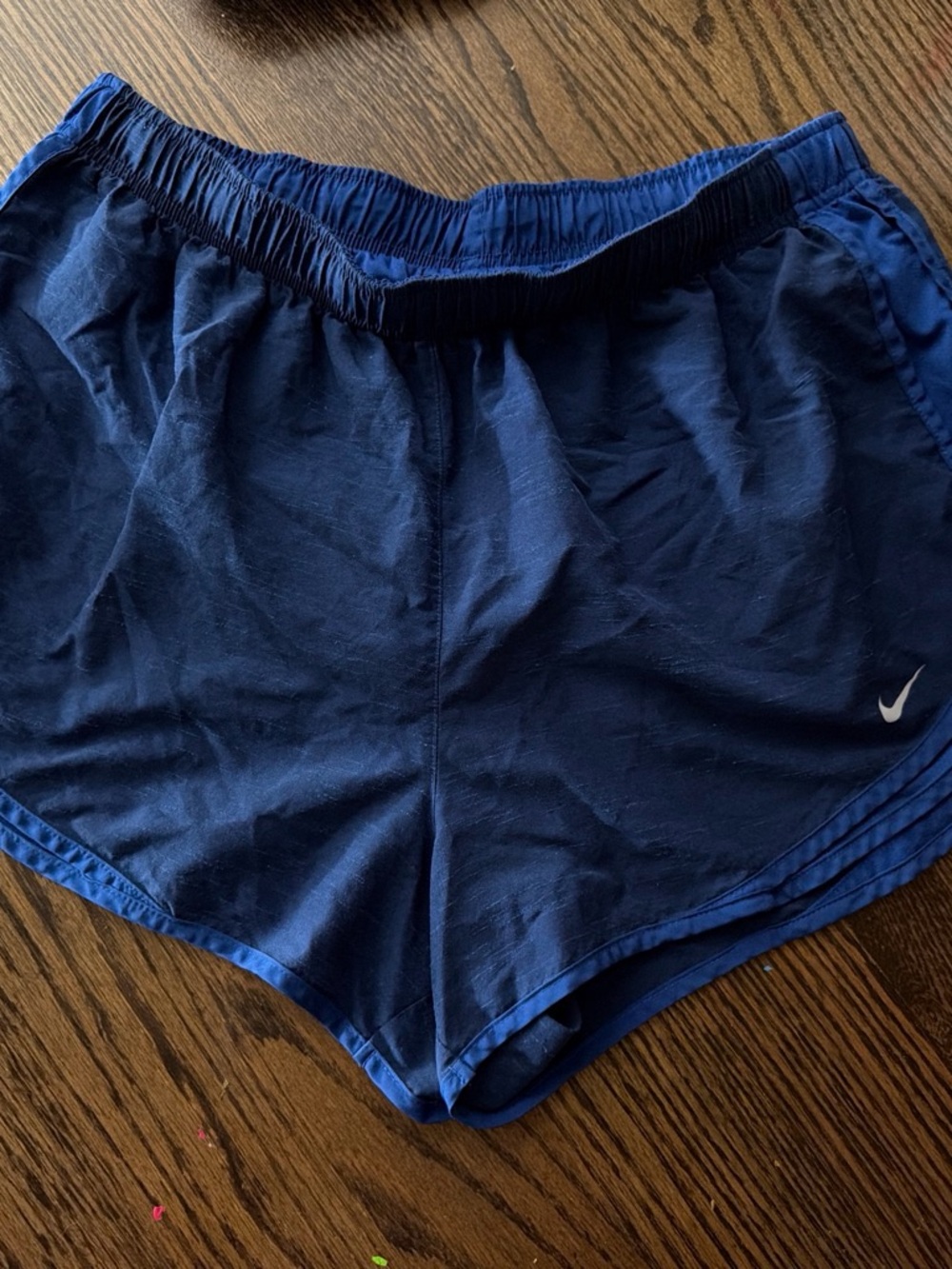 Nike Women's Dark Navy Athletic Shorts with White Swoosh